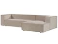 Miniatyrbillede 4 af 9: Hjørnesofa med 3 sæder beige grå velour hjørnesofa minimalistisk stil