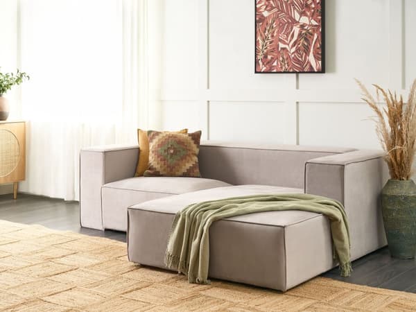 Venstrevendt 2-seters Hjørnesofa Taupe Fløyel med polstring og lav rygg Minimalistisk stil