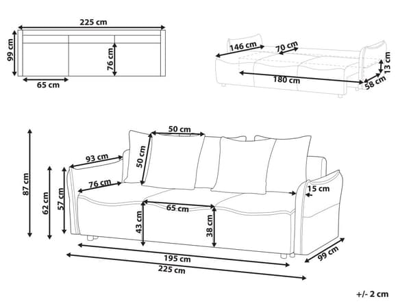 Sovesofa Hvit Bouclé med ekstra puter og avtakbare trekk Moderne minimalistisk stil Stue Soverom