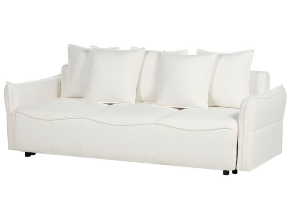 Sovesofa Hvit Bouclé med ekstra puter og avtakbare trekk Moderne minimalistisk stil Stue Soverom
