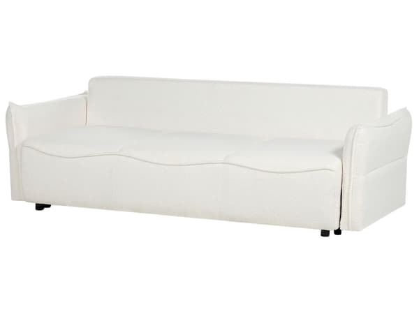 Sovesofa Hvit Bouclé med ekstra puter og avtakbare trekk Moderne minimalistisk stil Stue Soverom