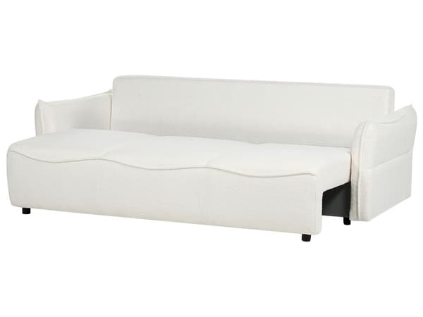 Sovesofa Hvit Bouclé med ekstra puter og avtakbare trekk Moderne minimalistisk stil Stue Soverom