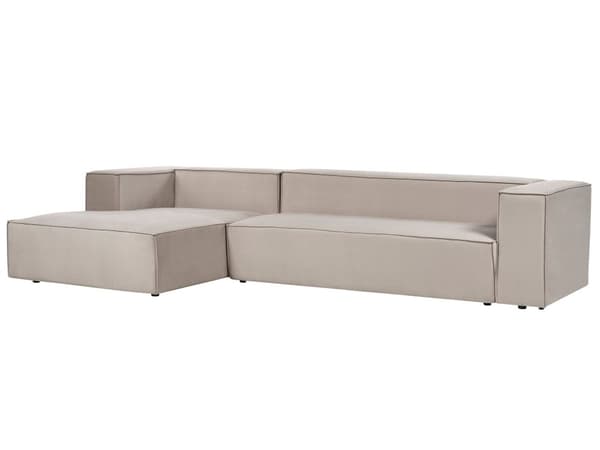 Høyrevendt 3-seters Hjørnesofa Taupe Fløyel med polstring og lav rygg Minimalistisk stil