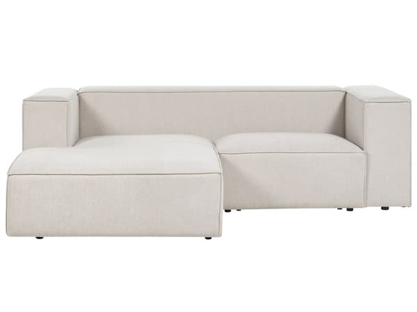 Høyrevendt 2-seters Hjørnesofa Beige Stoff med skinnarmlener Minimalistisk stil