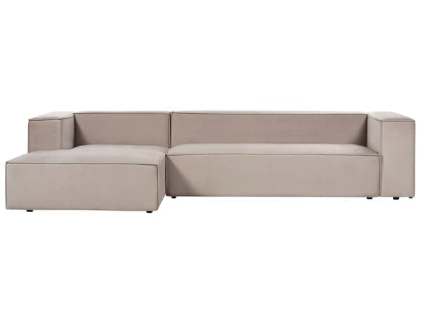 Højre sides hjørnesofa 3-personers beige grå velour hjørnesofa minimalistisk stil