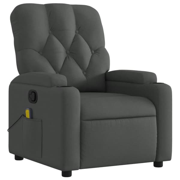 vidaXL Massagefåtölj mörkgrå tyg