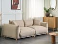 Miniatyrbillede 2 af 11: Flydersofa Beige Velour 3 Personers Moderne Blød Sofa Designsofa til Værelse Stofsofa