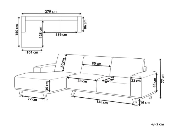 Hjørnesofa med Chaiselong Beige Velour 3 Personers Sofa L Formet Dyb Sofahjørne Siddemøbel Blød Stofsofa Højrevendt