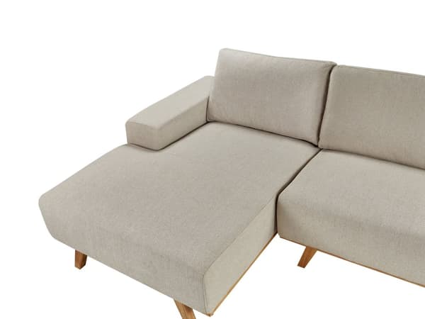 Hjørnesofa med Chaiselong Beige Velour 3 Personers Sofa L Formet Dyb Sofahjørne Siddemøbel Blød Stofsofa Højrevendt
