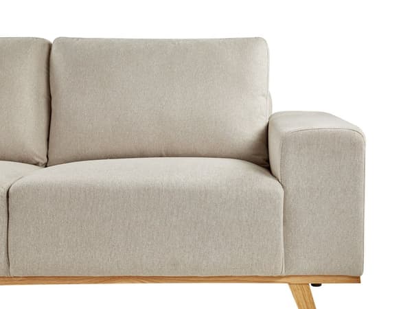 Hjørnesofa med Chaiselong Beige Velour 3 Personers Sofa L Formet Dyb Sofahjørne Siddemøbel Blød Stofsofa Højrevendt
