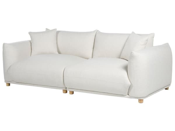 Flydersofa Off White Velour 3 Personers Moderne Blød Sofa Designsofa til Værelse Stofsofa