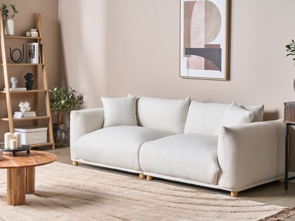 Flydersofa Off White Velour 3 Personers Moderne Blød Sofa Designsofa til Værelse Stofsofa