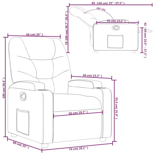 vidaXL Reclinerfåtölj brun konstläder