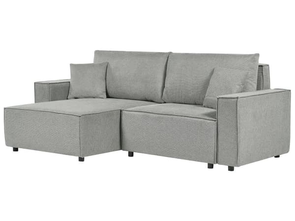 Hjørnesofa med Chaiselong Grå Stof 3 Personers Sofa L Formet Dyb Sofahjørne Siddemøbel Blød Stofsofa Højrevendt