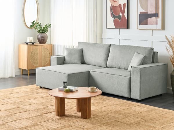 Hjørnesofa med Chaiselong Grå Stof 3 Personers Sofa L Formet Dyb Sofahjørne Siddemøbel Blød Stofsofa Højrevendt