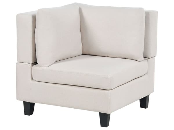 Kulmamoduuli vaalea beige yhdelle kangasverhoilu muovijalat modulaarinen skandinaavinen