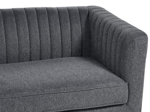 Soffa Mörkgrå Polyester Klädd 3-sits Modern Soffa Stil Vardagsrum Breda Armstöd Tuftat Ryggstöd Vardagsrum Hembibliotek