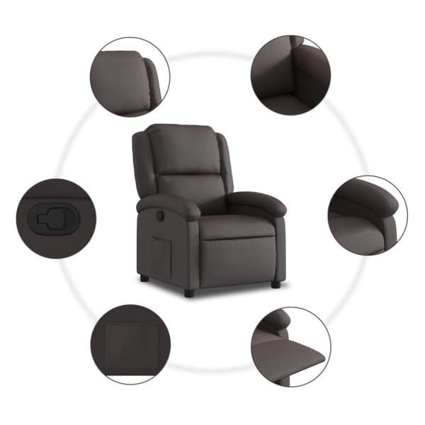 vidaXL Reclinerfåtölj mörkbrun äkta läder