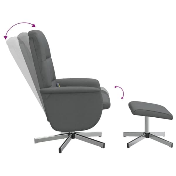 vidaXL Massagefåtölj med fotpall mörkgrå tyg