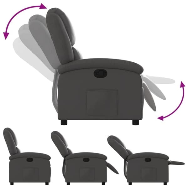 vidaXL Reclinerfåtölj grå äkta läder