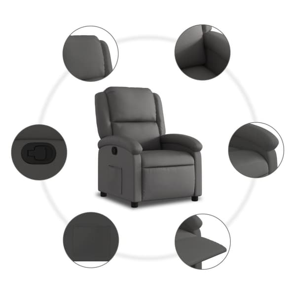 vidaXL Reclinerfåtölj grå äkta läder