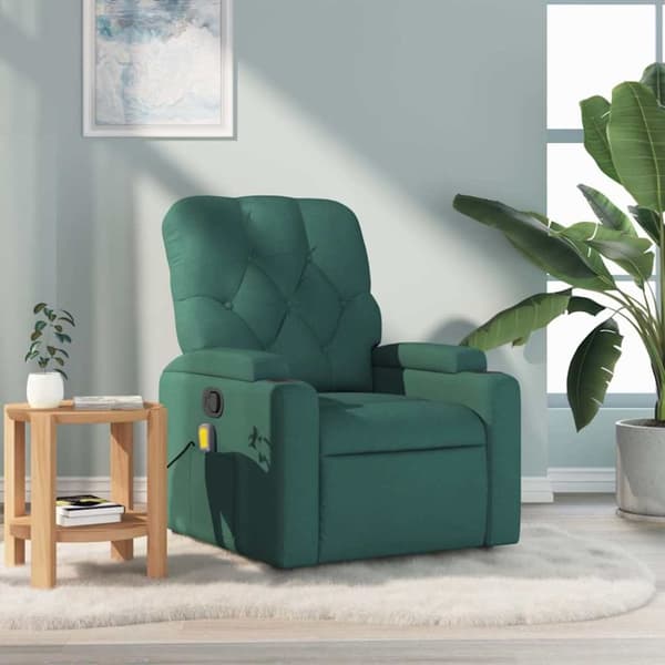 vidaXL Massagefåtölj mörkgrön tyg