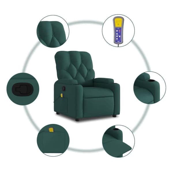 vidaXL massagestol stof mørkegrøn