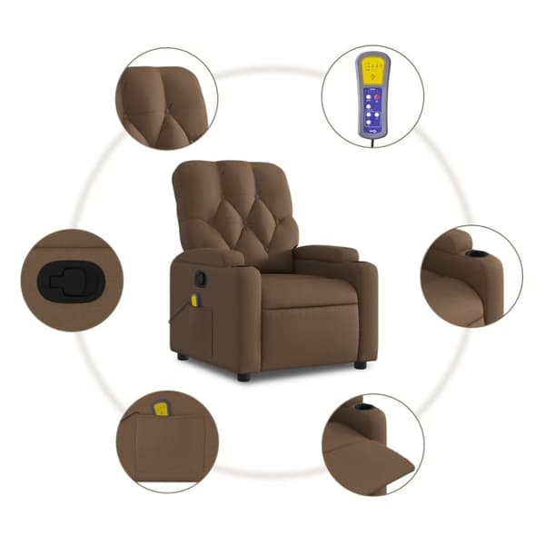 vidaXL massagestol stof brun