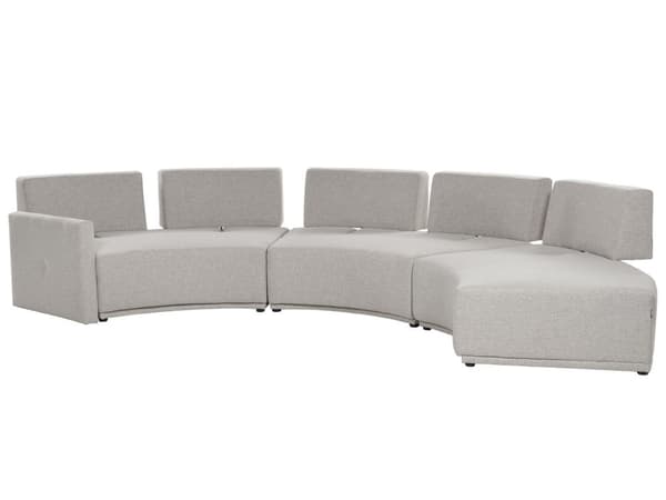 Afrundet grå linned sofa 6-personers stor sofa halvrund moderne design