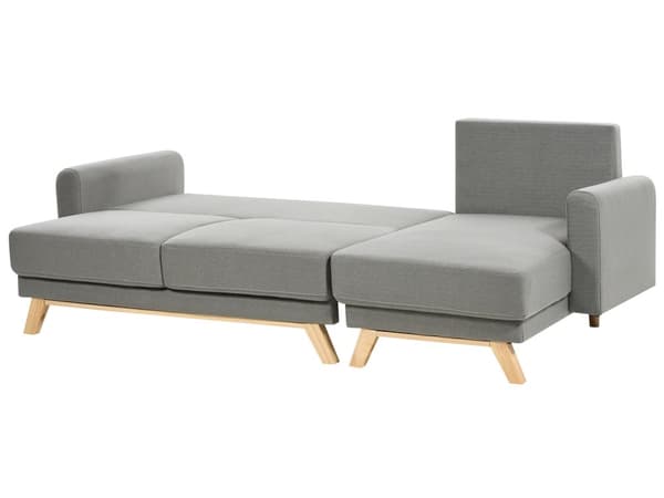 Hjørnesofa med Chaiselong grå Stof 3 Personers Sofa L Formet Dyb Sofahjørne Siddemøbel Blød Stofsofa Venstrevendt