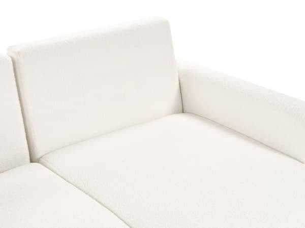 Hjørnesofa med Chaiselong Hvid Boucle 3 Personers Sofa L Formet Dyb Sofahjørne Siddemøbel Blød Stofsofa Venstrevendt