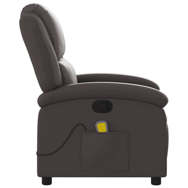 vidaXL Massagefåtölj mörkbrunt äkta läder