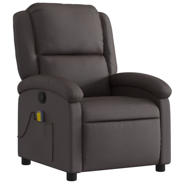 vidaXL Massagefåtölj mörkbrunt äkta läder