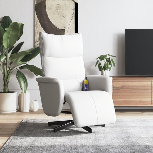 vidaXL massagestol med fodstøtte kunstlæder hvid
