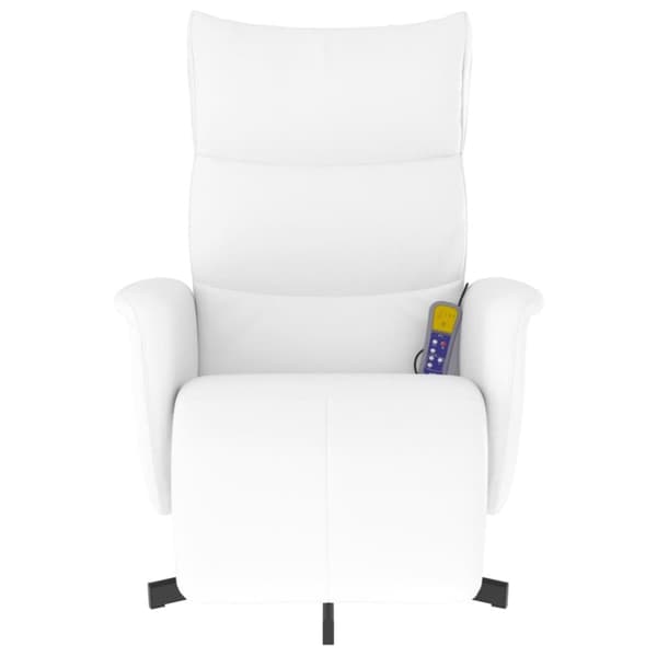 vidaXL Massagefåtölj med fotstöd vit konstläder