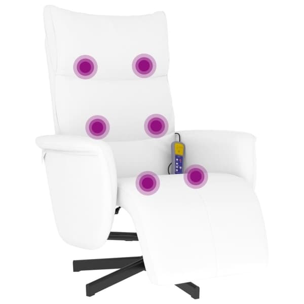 vidaXL Massagefåtölj med fotstöd vit konstläder
