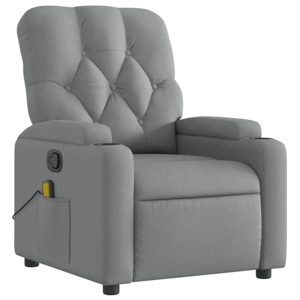 vidaXL Massagefåtölj ljusgrå tyg