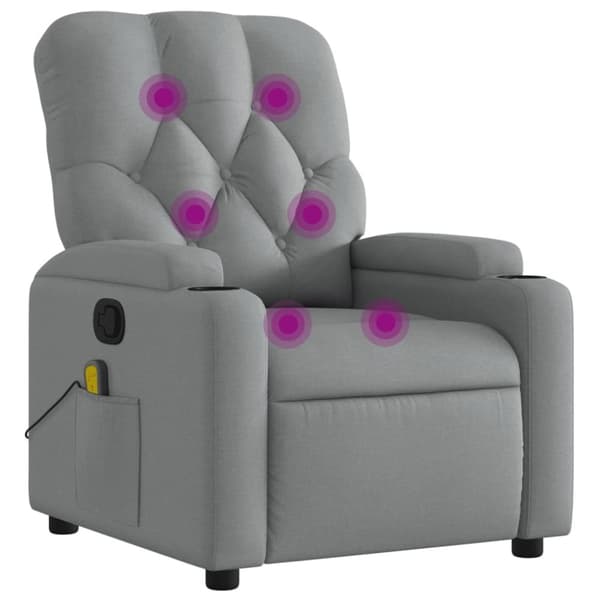 vidaXL Massagefåtölj ljusgrå tyg
