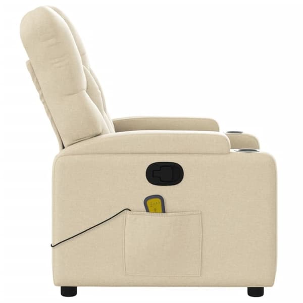 vidaXL Massagefåtölj gräddvit tyg