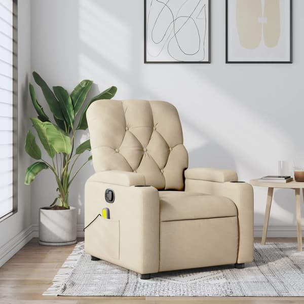 vidaXL massagestol stof cremefarvet