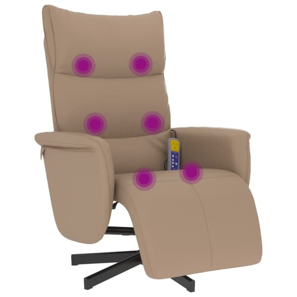 vidaXL Massagefåtölj med fotstöd cappuccino konstläder