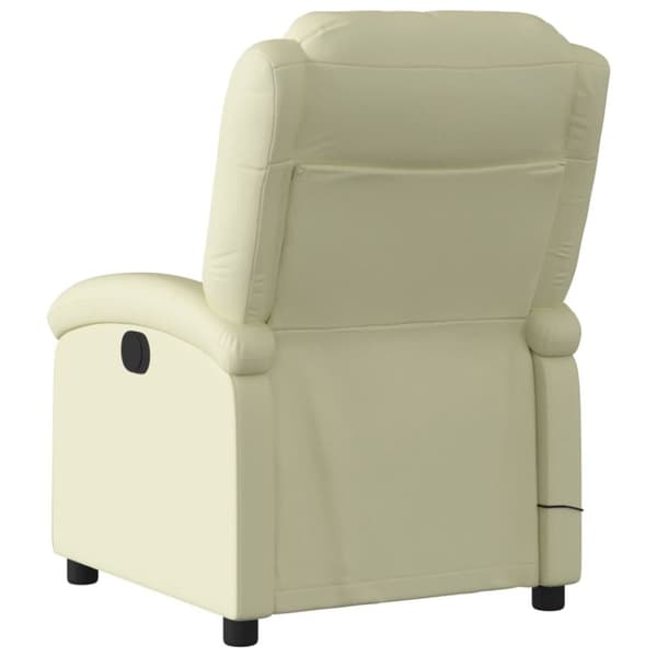 vidaXL Massagefåtölj gräddvit äkta läder