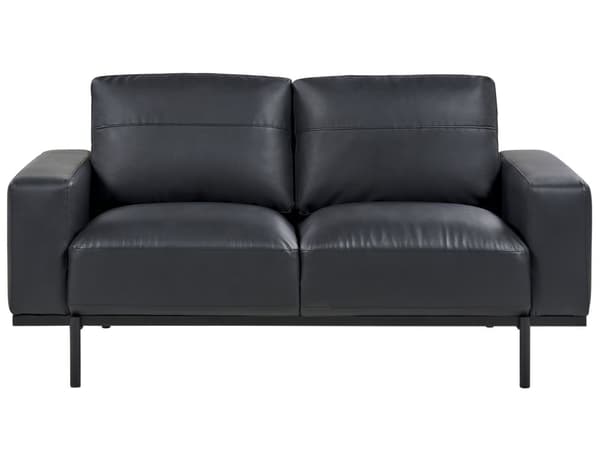 Dobbeltsofa sort øko-læder metalben 156 x 87 x 72 cm stue stort rum moderne