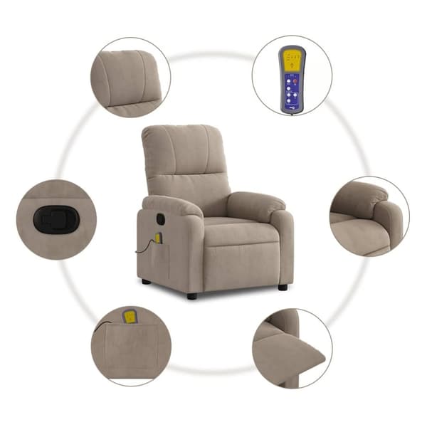 vidaXL Massagefåtölj taupe mikrofibertyg