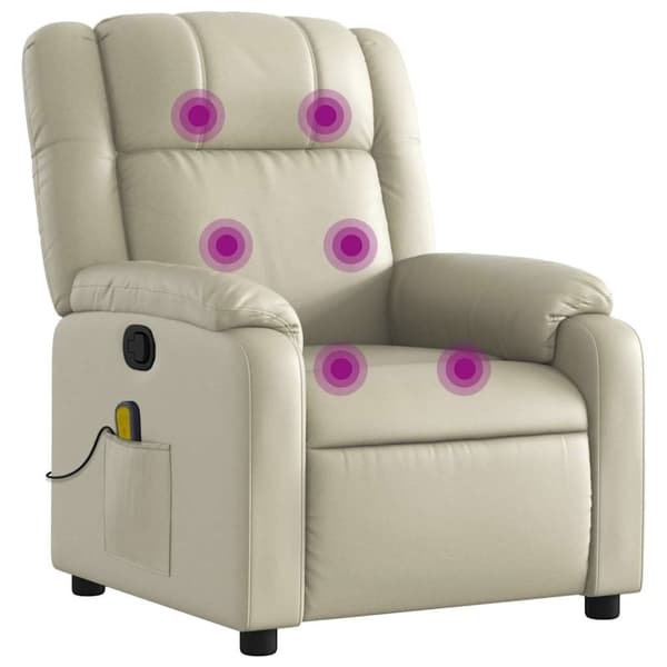 vidaXL Massagefåtölj gräddvit konstläder