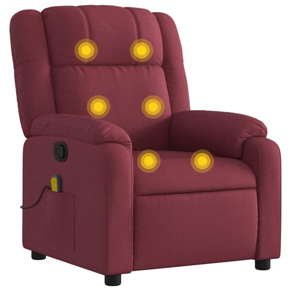 vidaXL Massagefåtölj vinröd tyg