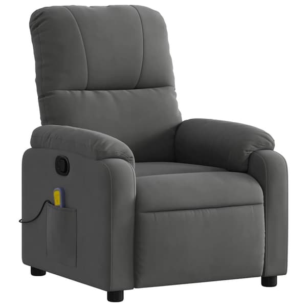vidaXL Massagefåtölj mörkgrå mikrofibertyg