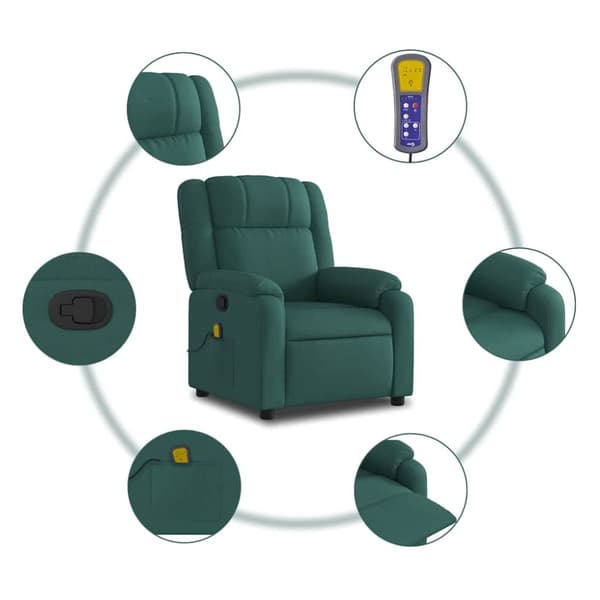 vidaXL massagestol stof mørkegrøn