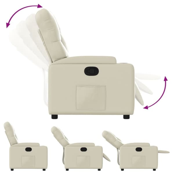 vidaXL Reclinerfåtölj gräddvit konstläder