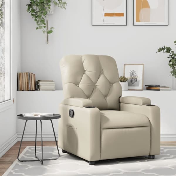 vidaXL Reclinerfåtölj gräddvit konstläder